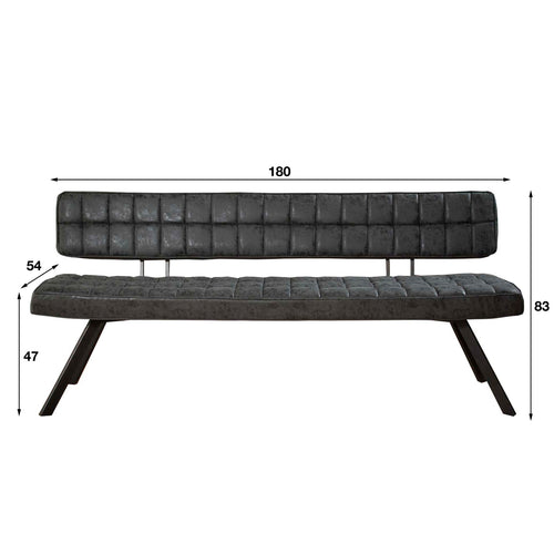 Giga Meubel Eetkamerbank Kruisstiksel - Zwart Kunstleer - 180cm