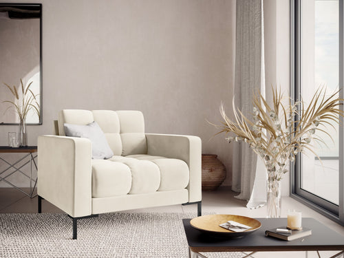 Cosmopolitan Design Fauteuil Bali flueel, lichtbeige - 96x87x75cm