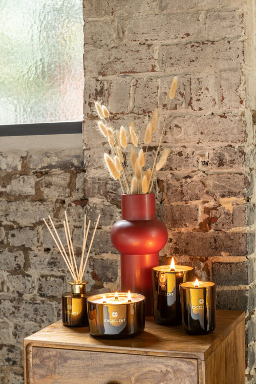 J-Line geurkaars Excellent - Golden Honey - glas - oker - small - 50U