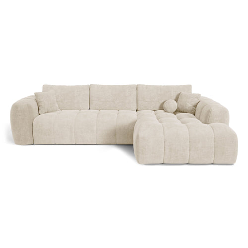 Premium Interiors - Rechthoekige hoekbank met slaapfunctie en opbergruimte SKY - kruisweefsel  crème 310cm