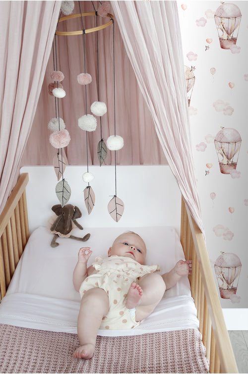 ESTAhome behang luchtballonnen licht roze en beige - 50 x 900 cm - 131091