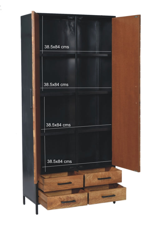 Livingfurn kabinetkast Brooklyn 2 lade - 90cm - mangohout - vtwonen shop