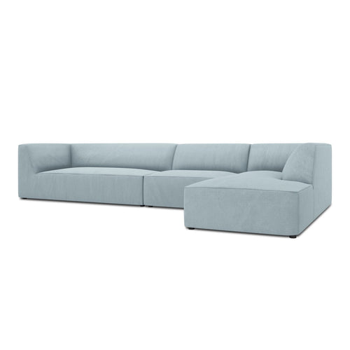 Cosmopolitan Design - Modulaire hoekbank rechts Siena 5-zits, ribfluwelen lichtblauw - 180x366x69cm