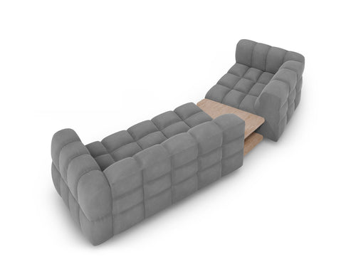 Cosmopolitan Design linker modulaire bank Sky 3-zits, flueel, lichtgrijs - 148x353x70cm
