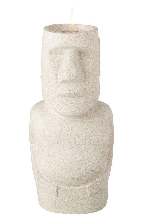 J-Line tafelhaard Bio-Ethanol Moai - cement - grijs