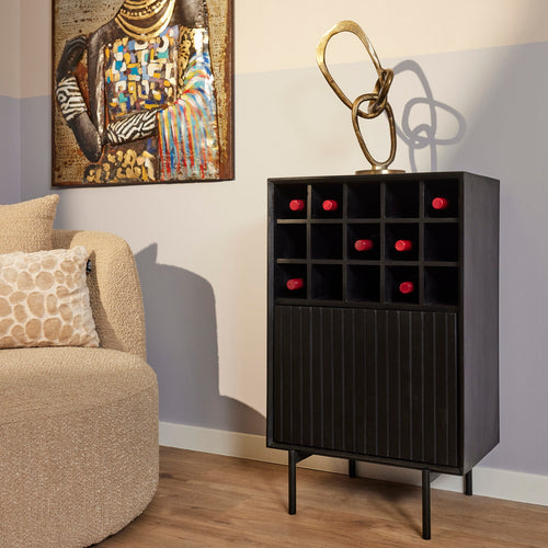 StarFurn Wijnkast Madison - Zwart Hout - 55x35x90cm - vtwonen shop