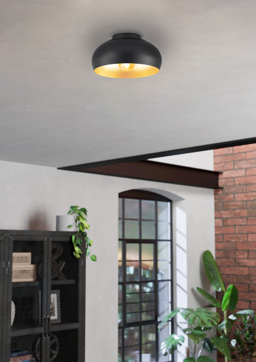 EGLO plafondlamp Mogano 2 - e27 - ø28 cm - zwart/bladgoud