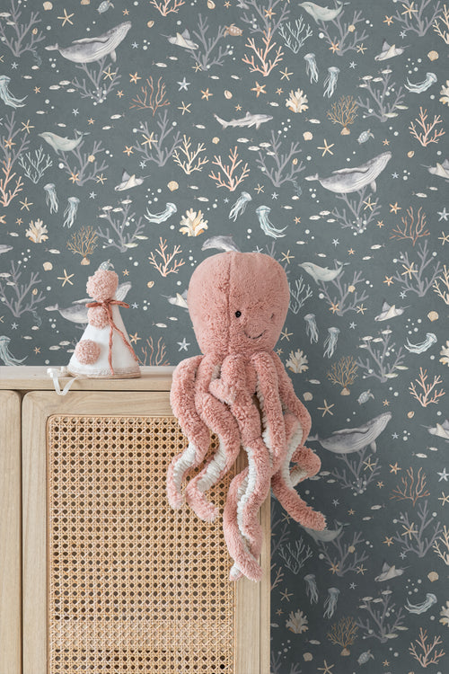 ESTAhome behang onderwaterwereld blauwgroen - 50 x 900 cm - 131258 - vtwonen shop