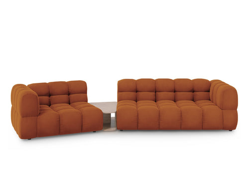 Cosmopolitan Design linker modulaire bank Sky 3-zits, flueel, terracotta - 148x353x70cm