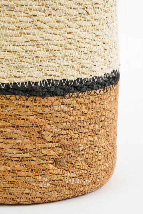 Mica Decorations Damian Plantenmand - Set van 2 - H20 x Ø20 cm - Zeegras - Wit - vtwonen shop