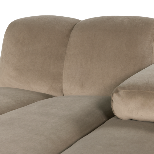WOOOD chaise longue bank rechts Mojo - Velvet - Khaki - 74x124x162