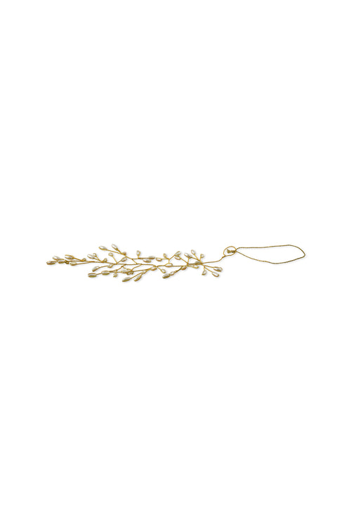 vtwonen - Kerstornamenten Leaf Pearl - Metaal - Goud - 20 x 10 cm - Set van 2