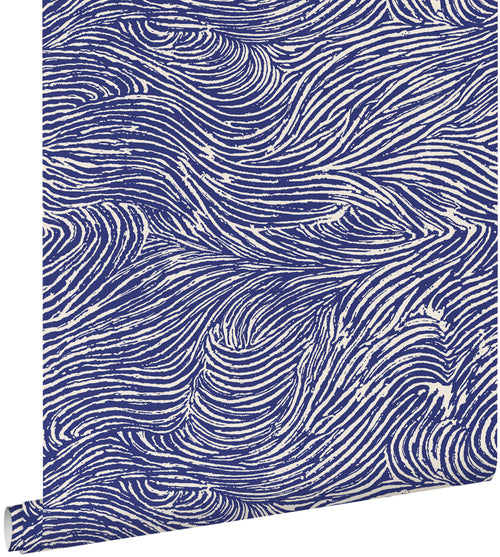 ESTAhome behang 3d golvende lijnen donkerblauw - 50 x 900 cm - 131581 - vtwonen shop