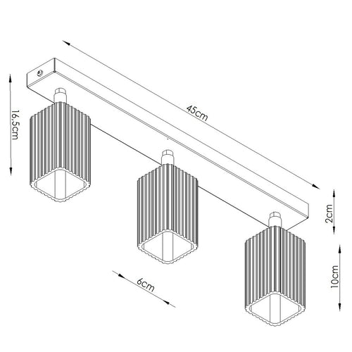 Sollux Lighting Plafondlamp RAYO 3L wit - 45x6x16,5cm