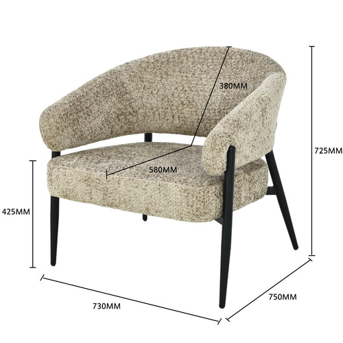 Livingfurn fauteuil Dilan Venga - grijs - 72.5x73x75