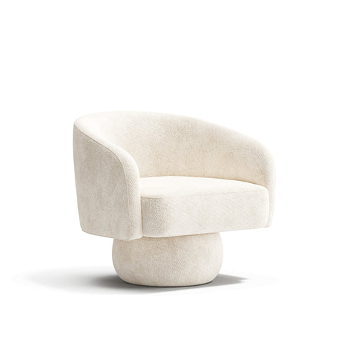 Sia Home - Draaistoel ARLO - krullend fluweel crème 74cm