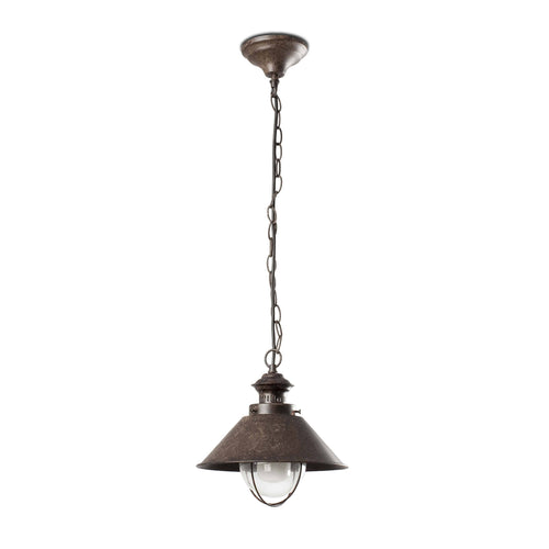 Faro Nautica-1P - 1 Light Small Outdoor Plafond Hanglamp Helder, Roestbruin, E27