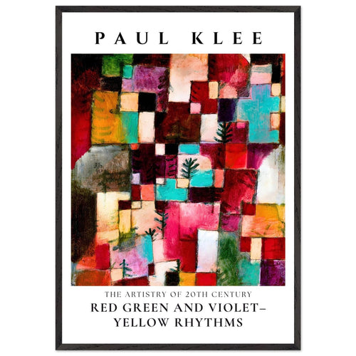 Artfulprints Poster met Lijst Paul Klee - Red green and violet-yellow rhythms   - 70x100 cm - Meerkleurig