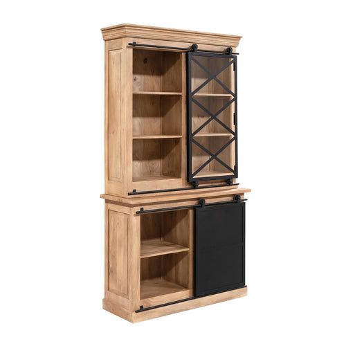 Starfurn Vitrinekast Fresno - Naturel Hout - 120x45x220cm
