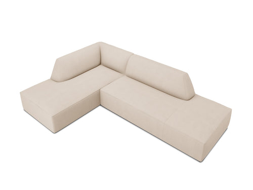 Micadoni linker hoekbank Ruby 4-zits, structurele stof, beige - 180x273x69cm