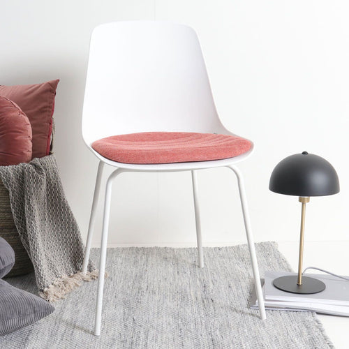 Nolon Nora-Liv Eetkamerstoel Wit - Terracotta Kussen - Witte Poten - vtwonen shop