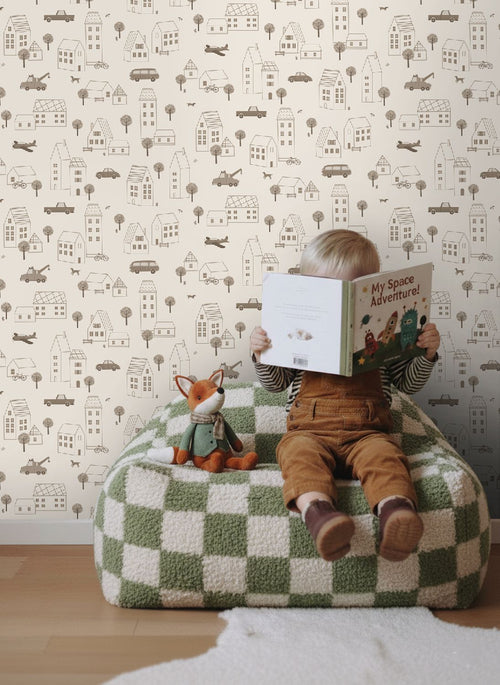 ESTAhome behang voertuigen beige bruin - 50 x 900 cm - 131824