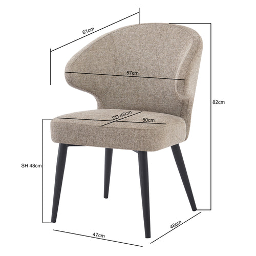 Livingfurn eetkamerstoel Donna - Velvet - beige - 2 stuks