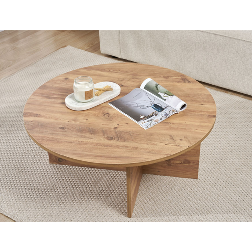 Calicosy - SOLEIL Salontafel met afgerond blad - Naturel - 90x90x40 cm