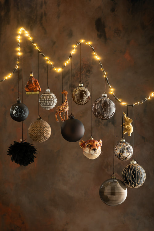 J-Line kerstbal Touwen - glas - zwart/brons/grijs - small - doos van 6 - vtwonen shop