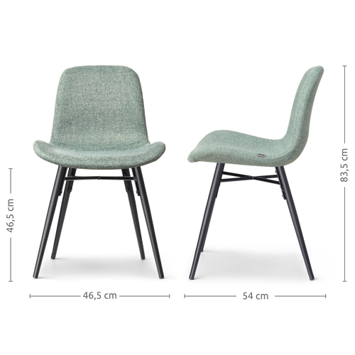 Nolon Nena-Fé Eetkamerstoel Zacht Groen - Zwarte Houten Poten