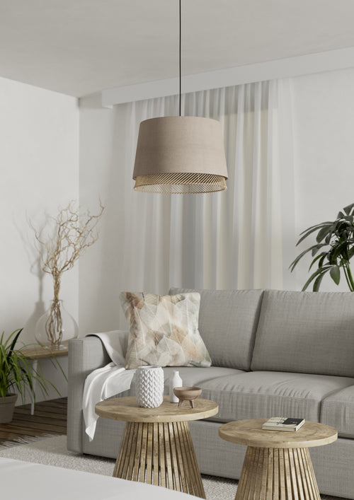 EGLO hanglamp Tabley - e27 - ø 38 cm - natuur/bruin/zwart - textiel