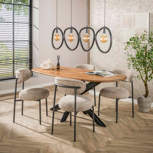 Giga Meubel Hanglamp Pebble - Zwart Metaal - 4-Lichts - 140x8x150cm - vtwonen shop