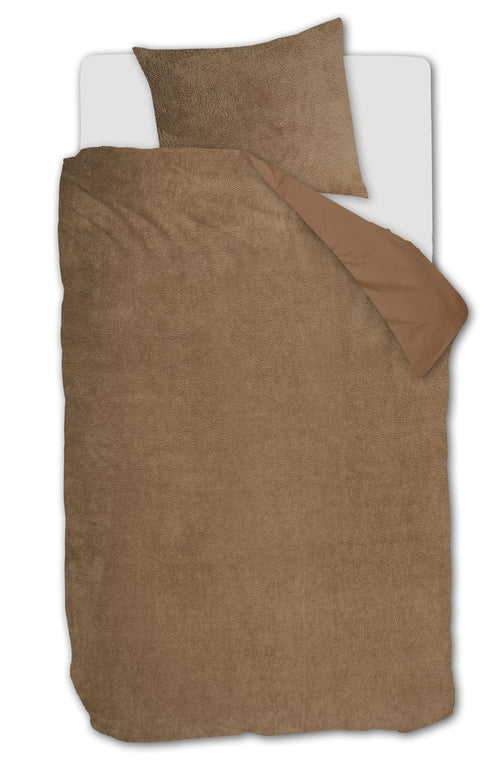 Ambiante Plush Teddy dekbedovertrek - Eenpersoons - 140x200/220 - Bruin