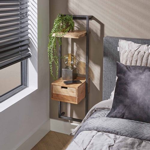 Giga Meubel Nachtkastje Air - Naturel Acaciahout - 30x30x100cm - vtwonen shop