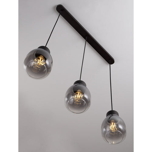 Nova Luce BLACU Hanglamp voor aan het plafond, rookgrijs, zwart, E27, 3x12W