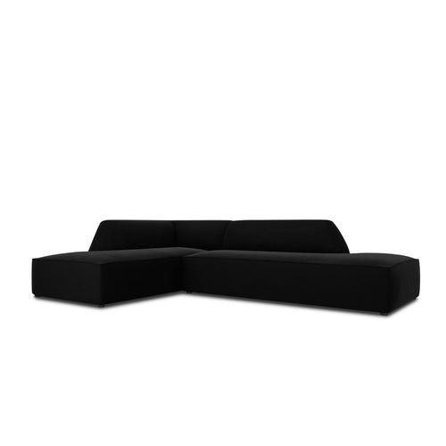 Cosmopolitan Design - Modulaire hoekbank links Siena 4-zits, flueel zwart - 180x273x69cm