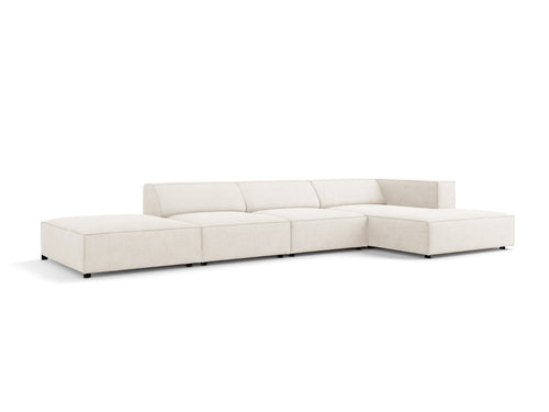Cosmopolitan Design rechter hoekbank Arendal 5-zits, chenille met ribbeleffect, ivoor - 166x341x70cm