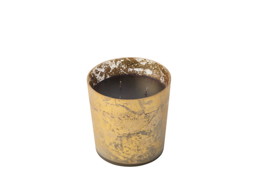 J-Line geurkaars M-Chic - Oud & Amber - glas - goud/zwart - medium - 80U