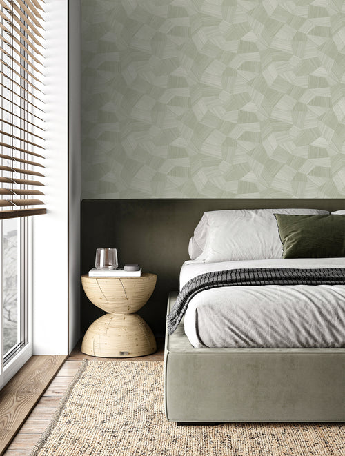 Origin Wallcoverings behang grafisch 3D motief licht vergrijsd groen - 53 cm x 10.05 m - 347984 - vtwonen shop