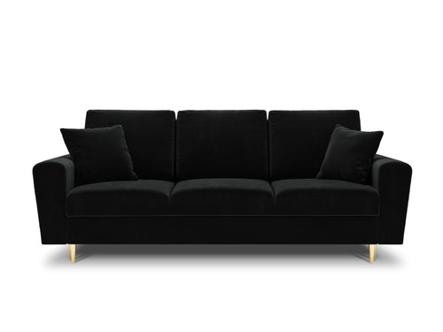Cosmopolitan Design Slaapbank met opbergdoos Kyoto 3-zits, flueel, zwart - 100x235x88cm
