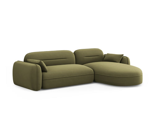 Cosmopolitan Design Modulaire hoekbank rechts Sydney 4-zits, flueel, lichtgroen - 165x275x70cm