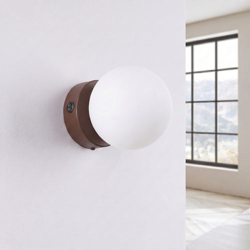 Sollux Lighting Wandlamp YOLI 1 bruin met schakelaar - 12x14x12cm