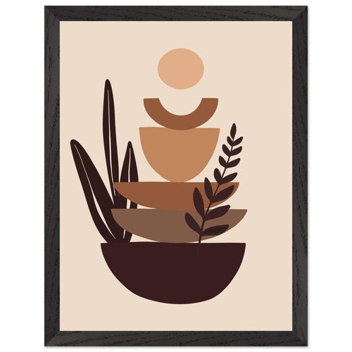 Artfulprints Poster met Lijst Boho – Balanced earth   - 30x40 cm - Bruin