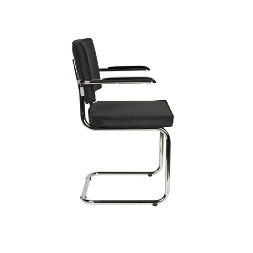 Zuiver Ridge Rib Eetkamerstoelen armleuning Zwart - Set van 2 - vtwonen shop