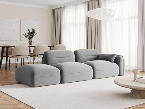 Cosmopolitan Design linker modulaire bank Sydney 3-zits, flueel, lichtgrijs - 90x295x70cm