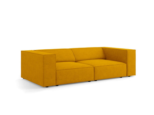 Cosmopolitan Design Bank Arendal 3-zits, chenille met ribbeleffect, mosterd - 102x204x70cm