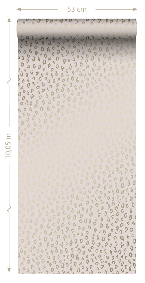 ESTAhome behang panterprint zacht roze en goud - 53 cm x 10.05 m - 139273