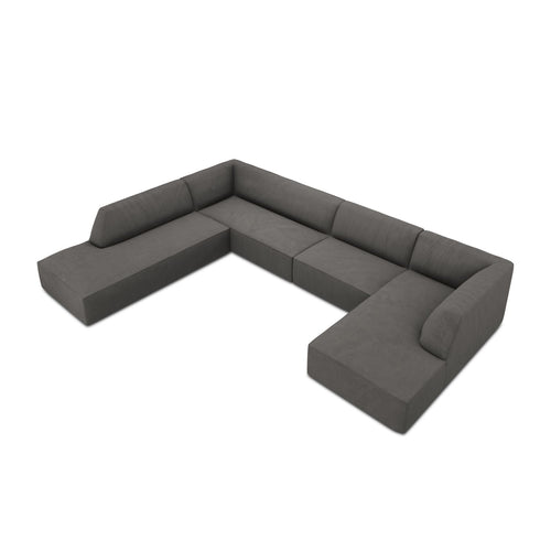 Cosmopolitan Design - Panoramische hoekbank links Siena 7-zits, ribfluwelen donkergrijs - 273x366x69cm