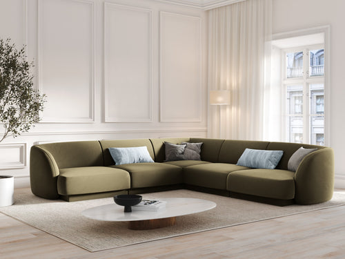 Micadoni Symmetrische hoekbank Miley 5-zits, flueel, groente - 255x255x70cm