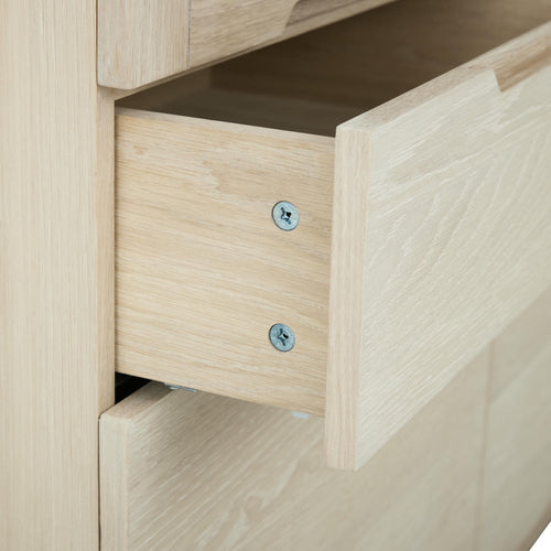 Furnhouse vitrinekast Kerteminde - Witte olie - MDF, Eikenfineer, Glas - 45x100x190